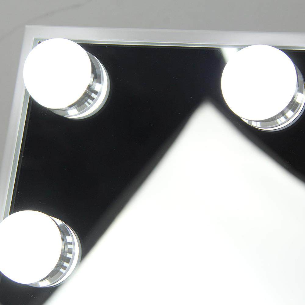 化妆镜台式网桌红宿舍面艺可铁旋109转9灯发led光带灯泡好莱坞化