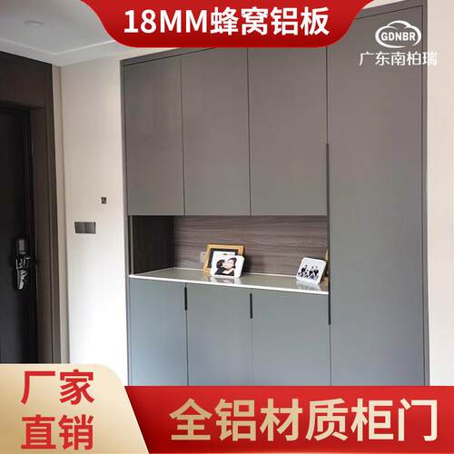 全铝柜门定制18厘蜂窝板pet肤感衣柜高光门板铝合金橱柜门酒柜门