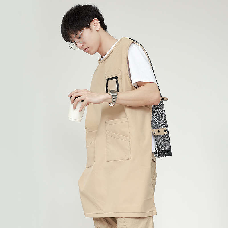 厨房做饭罩衣烘焙花艺咖啡厅画画围裙女无袖工作服印字