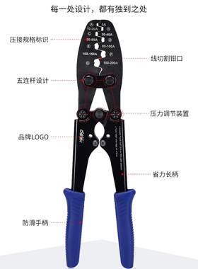 直销o鼻t开口端压线钳冷压子u型55-00a铜鼻子手动接线耳压656接钳