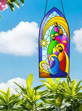 装饰壁挂彩色玻璃工艺品窗户彩绘礼品阳台草坪玻璃悬挂件批发