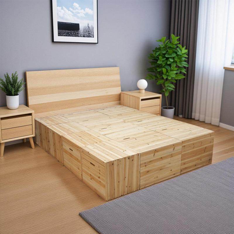 榻榻米木箱拼床实木板式加宽床地柜飘窗柜储物整理箱收纳木箱