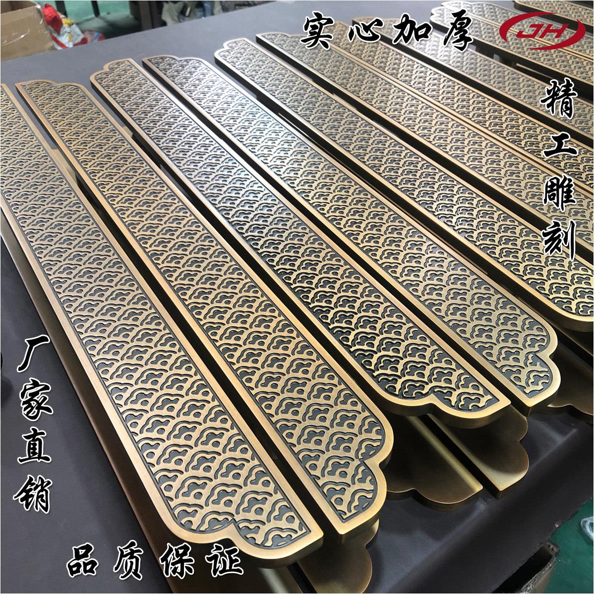 玻璃门拉手 新中式大门把手 酒店拉门实木门把手彷古雕刻古铜色