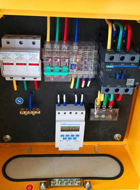 智能照明开关箱工业动力380V时控电源箱壁挂式黄色配电箱厂家批发