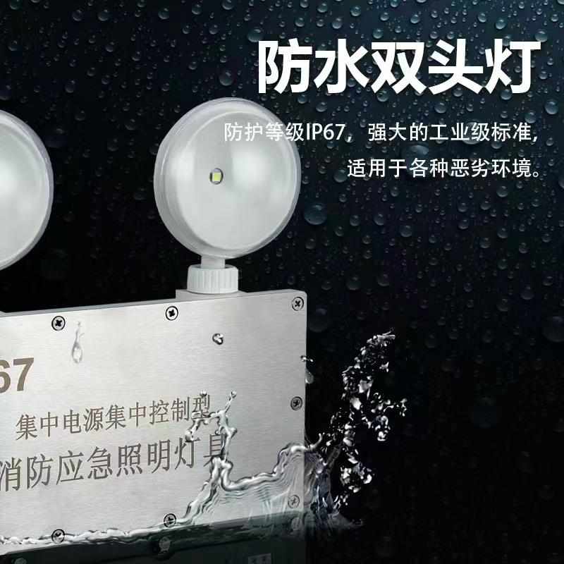 IP67防水LED消防应急双头灯不锈钢面板室外照明灯隧道冷库照明灯