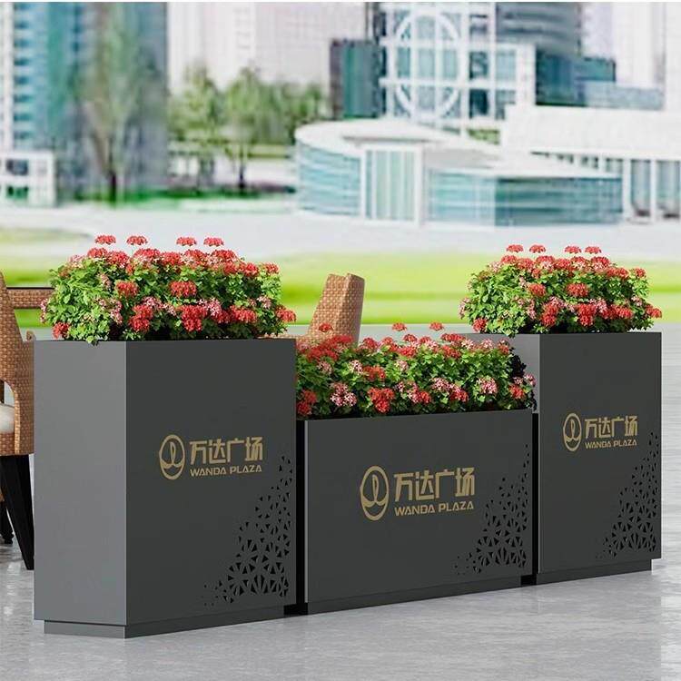 不锈钢户外铁艺花箱花架售楼部花盆可移动庭院广场街道围栏商业街