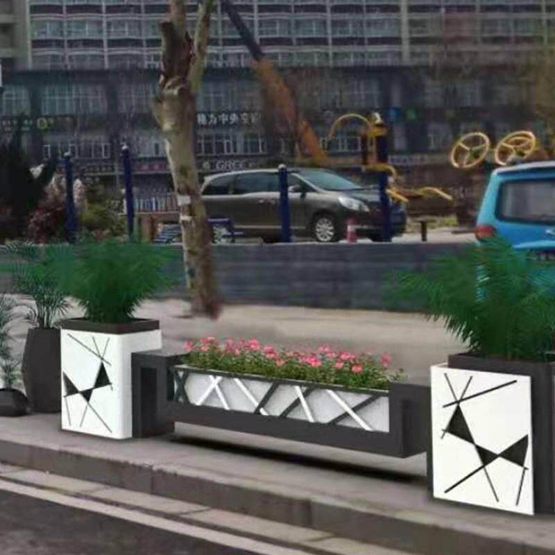 户外不锈钢隔断花槽市政护栏花箱铁艺围栏花架道路花坛景观大花池