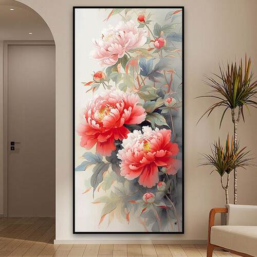 牡丹花十字绣新款线绣客厅中式小件花开富贵玄关卧室高端刺绣家用