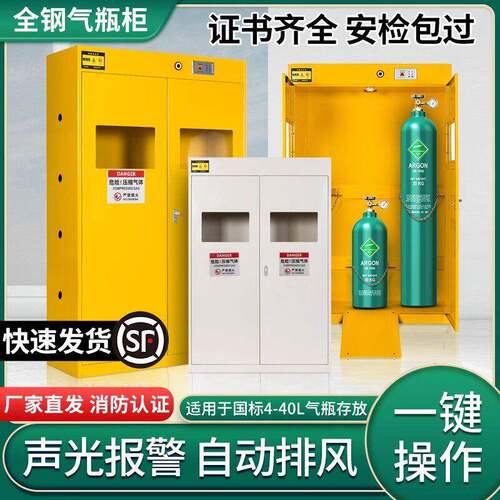 需定制全钢气瓶柜实验室加厚单瓶双瓶三瓶智能探测危险气体带报警