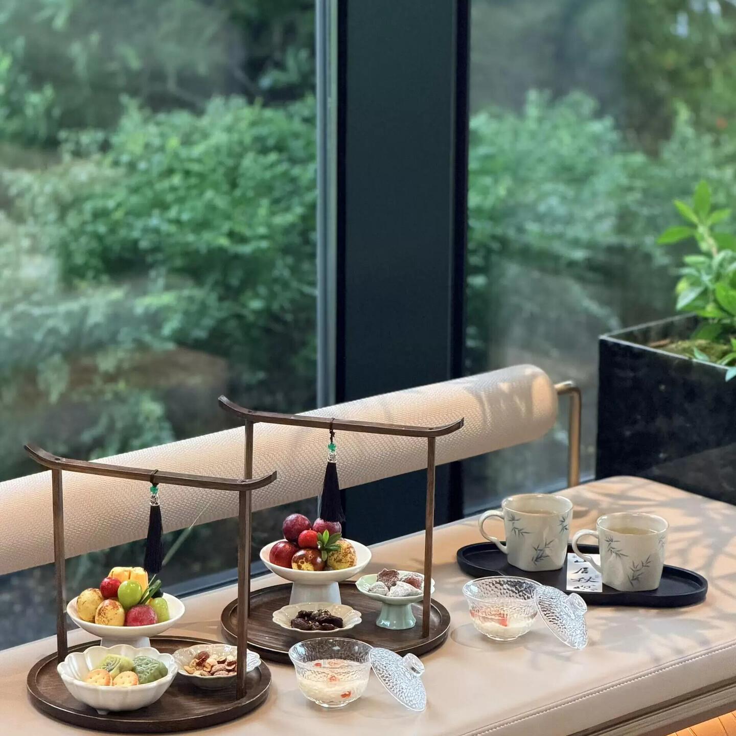 茶室民宿布置酒店售楼部接待新中式茶歇盘摆台茶点点心盘糕点