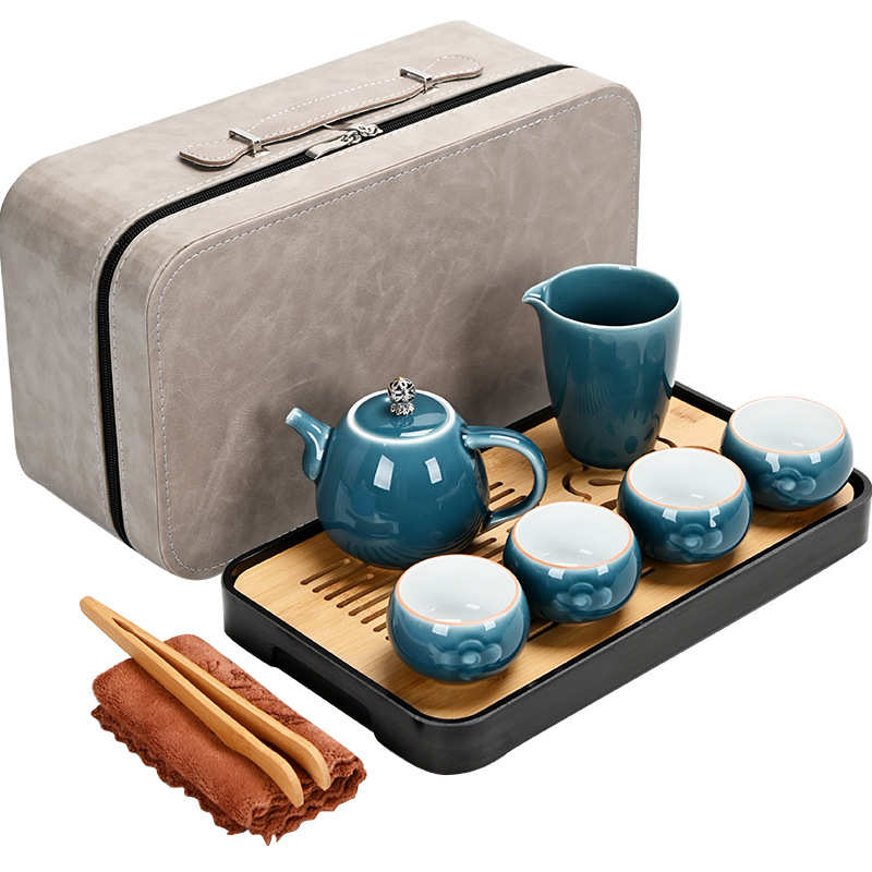便携旅行茶具套装日式轻奢家用陶瓷功夫泡茶壶茶杯商务会议伴手礼