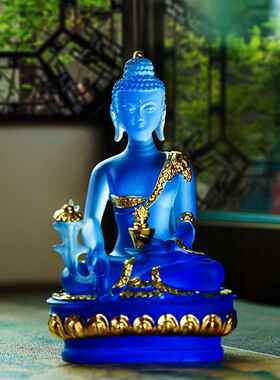 新款药师璃光如琉来树脂彷琉璃师佛家用佛供奉随身小佛像1药9c堂m