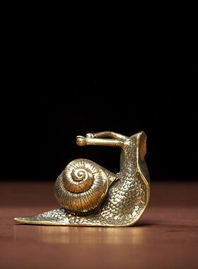 新款直销跨境复古蜗牛创意黄铜摆件动物古玩铜摆件桌面装饰金属工