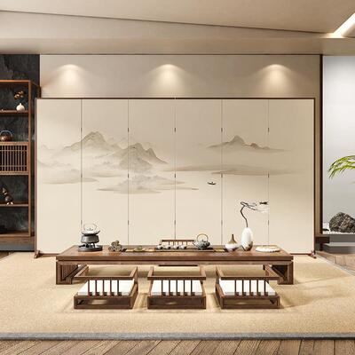 新中式木屏风断客厅叠玄bz-23100关卧隔室折移动遮挡进门办公实室