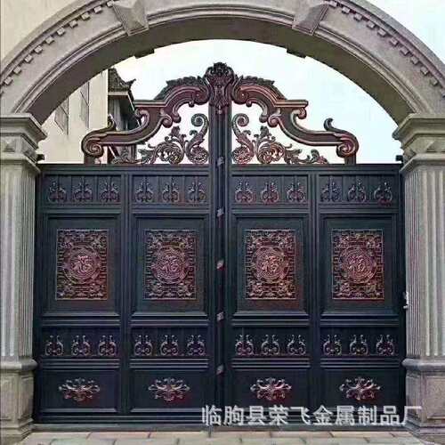 欧式别墅大门工厂小区庭院防盗门农村自建房铸铝平开门欧式庭院门