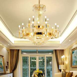 楼梯灯长吊灯客厅复式 吊灯旋转轻奢水晶吊灯现代简约 楼大吊灯欧式