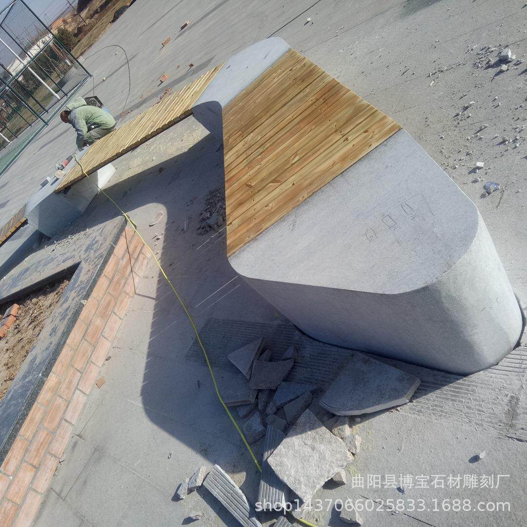 白色大理石条石坐凳芝麻白石凳小区户外休闲异型整石坐凳雕塑厂家