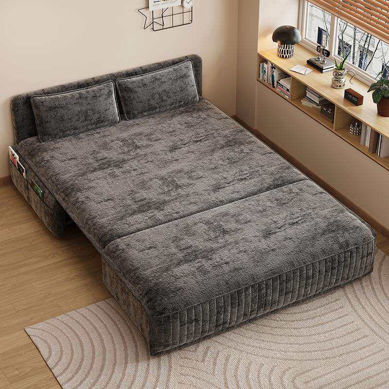 雪尼尔电动智能多功能沙发床小户型卧室可折叠单人双人两用伸缩床