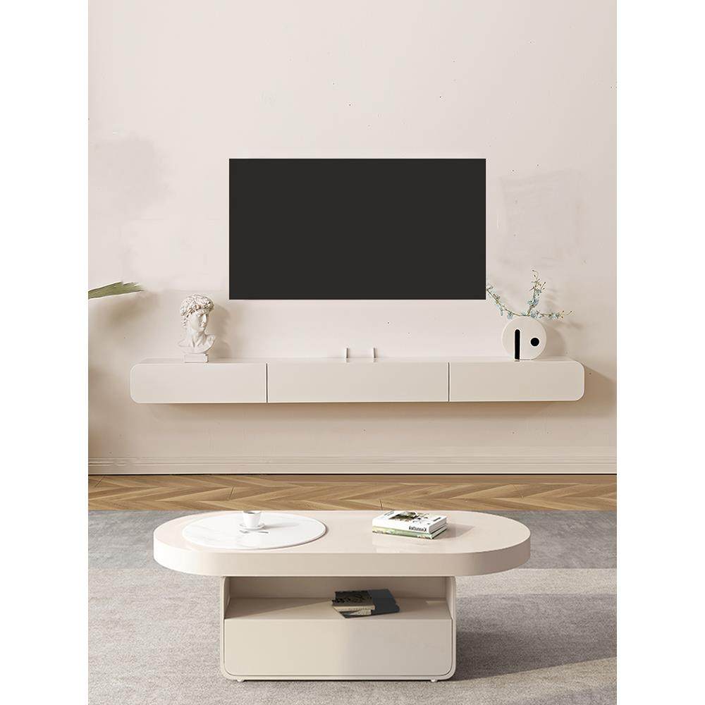 实木小户型诧技简约现代中古壁挂式悬空电视柜客厅卧室20厘米窄款