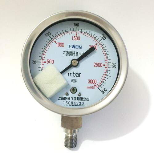 膜2盒压力表Y100 3504 0-2kYE-100H/Pa M201.5 径向 316L .5×级