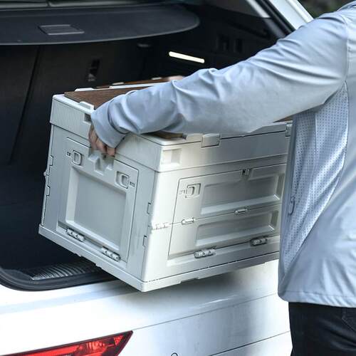 露营箱可折叠整理箱 木盖车载收纳箱 户外野营多开门带锁储物箱