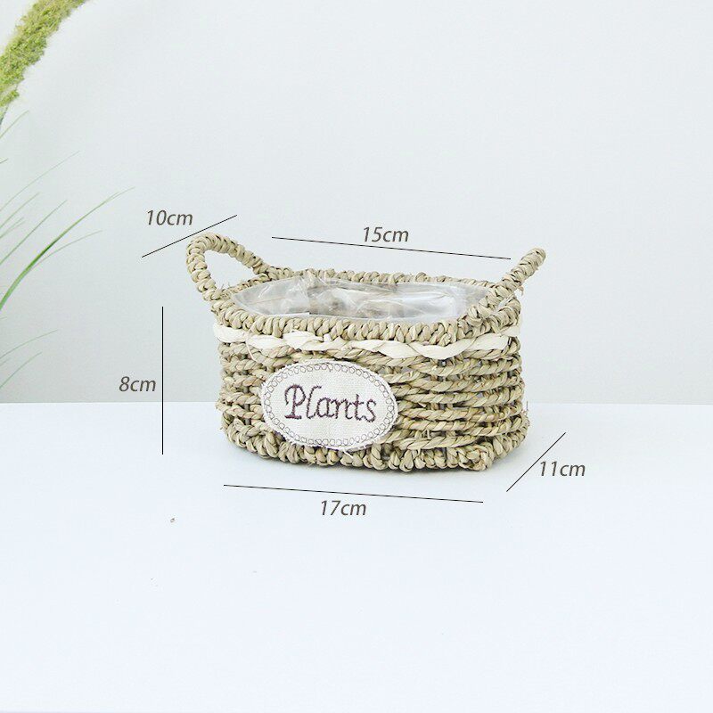 草编花盆藤编柳编花篮田园手工编织绿萝插花多肉创意壁挂手提摆件