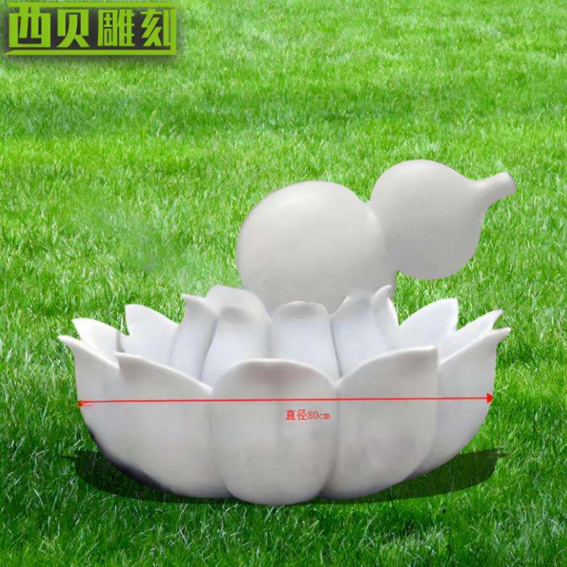 石雕莲花喷泉 大理石流水葫芦景观摆件 石材荷花瓣水景喷泉雕塑