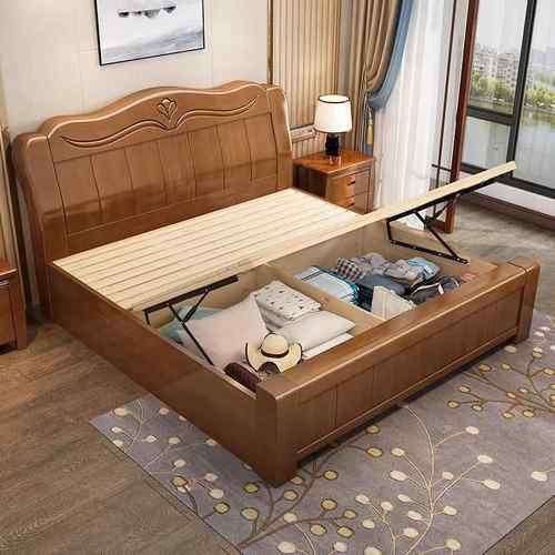 my木双人床现约1921实木实.8米主卧1.5m橡木高箱小户型储物婚代简