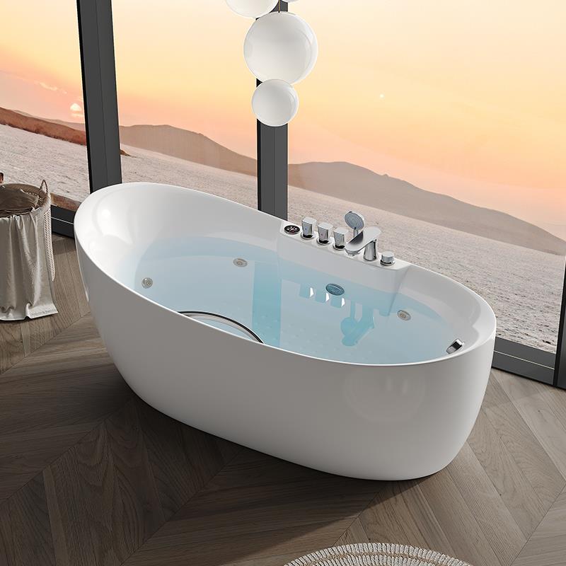 网红酒店民宿冲浪按摩浴缸成人家用压克力独立式智能恒温加热浴池