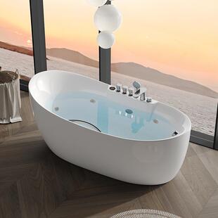网红酒店民宿冲浪按摩浴缸成人家用压克力独立式 智能恒温加热浴池