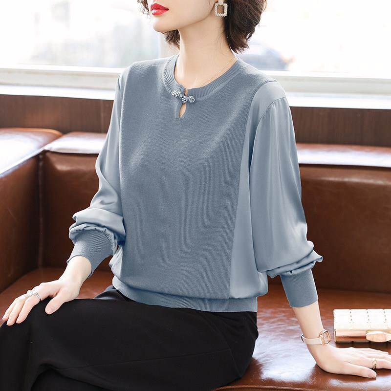 妈妈春装针织上衣服2025新款洋派打底小衫中老年女装春秋长袖T恤