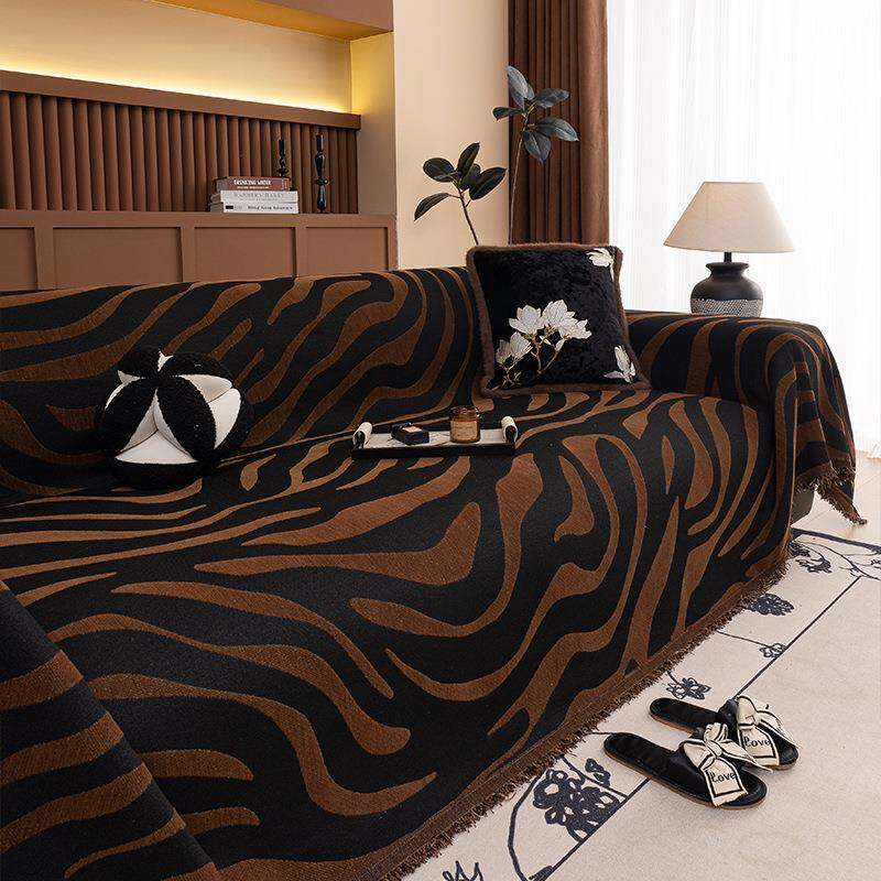 中古风沙发盖布2025新款轻奢豹纹坐垫四季通用一片式沙发毯盖巾