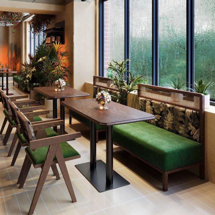 餐厅实木卡座沙发东南亚风泰式茶楼烧烤火锅饭店商用餐饮桌椅