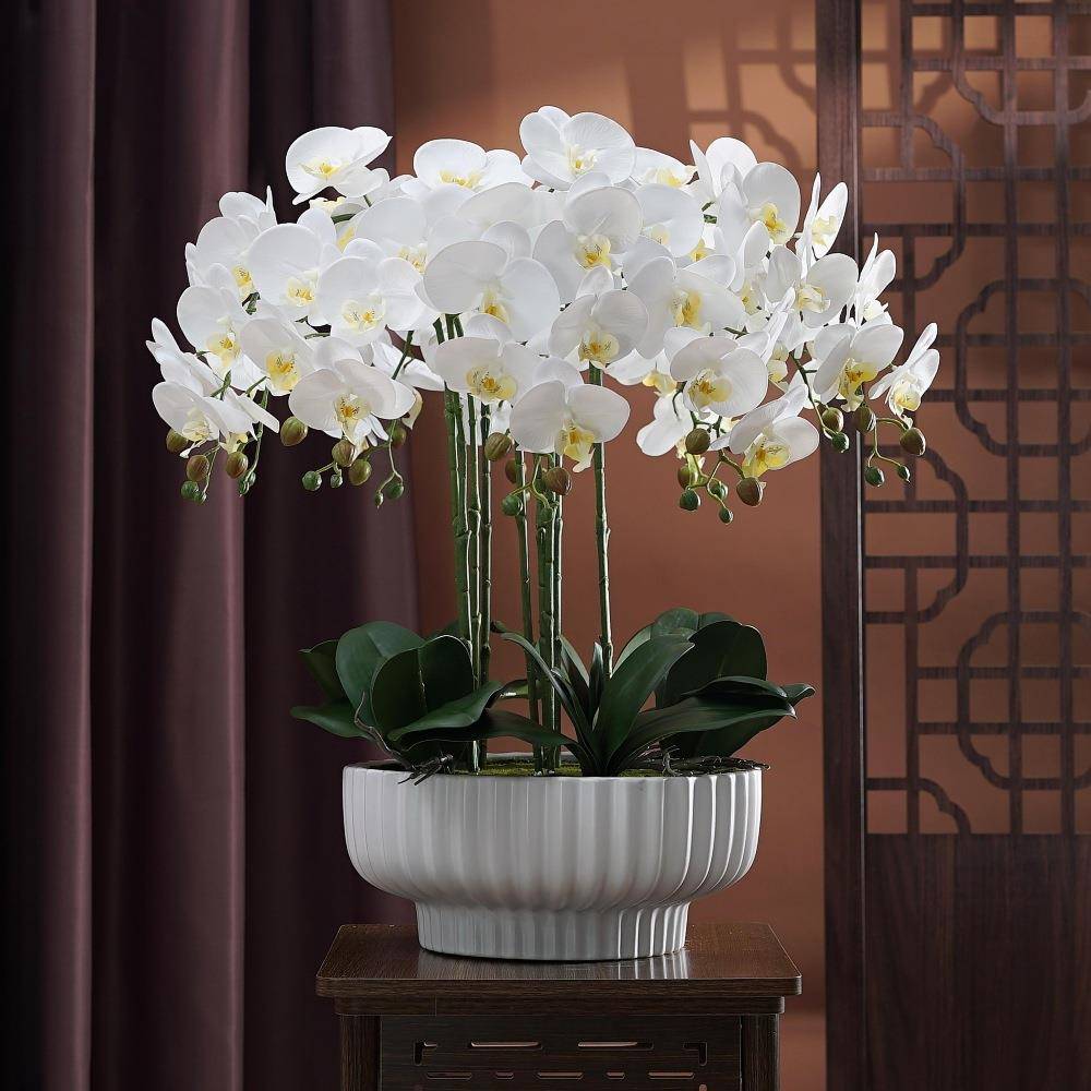 蝴蝶兰仿真兰花U盆1112栽感大盆新中式P手花客厅盆景柜台酒店前台