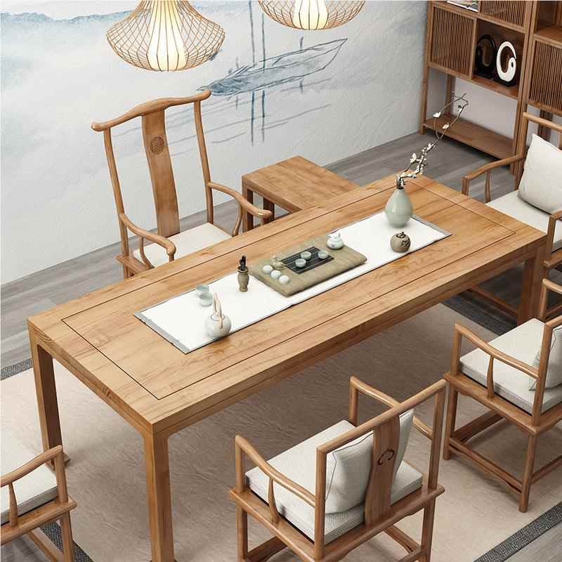 新中式泡实210508茶桌 办公室会客茶洽谈马蹄桌茶桌椅家用木客厅