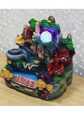 假山流水风水轮店面家居装饰工艺品客厅办公室加湿器16807-1
