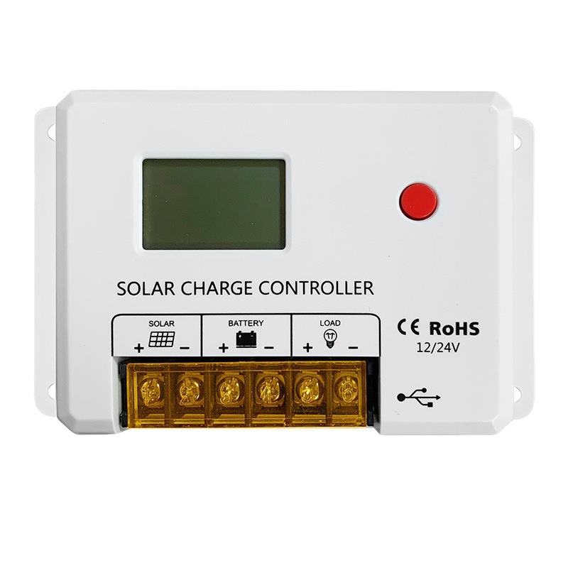 白色控制器12V24V10A充放电蓄电池双USB手机充电太阳能控制