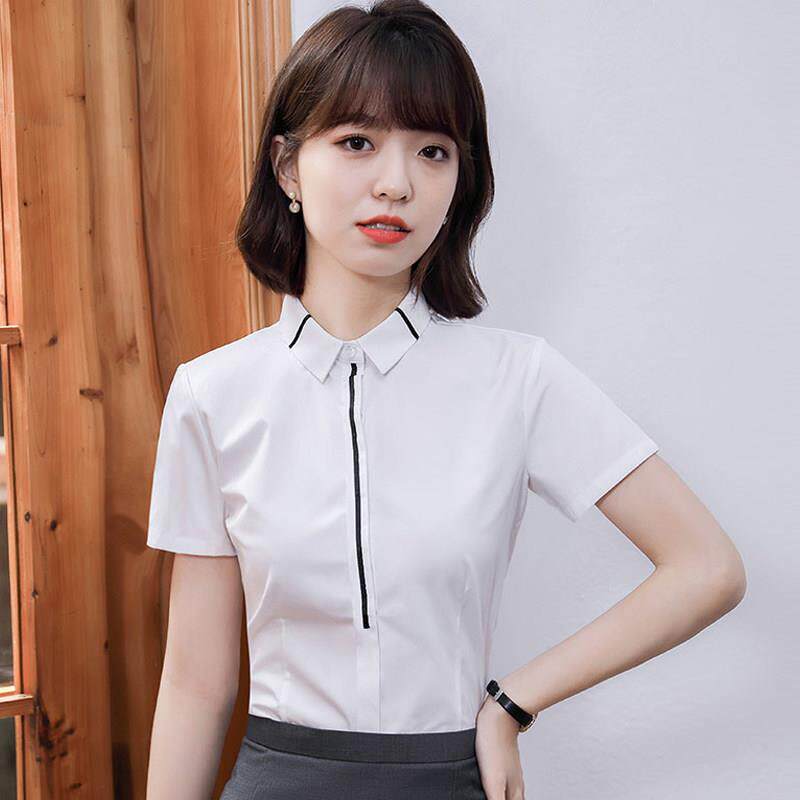 2025夏季新款白色衬衫女短袖职业装正装工装衬衣气质工作服套装寸