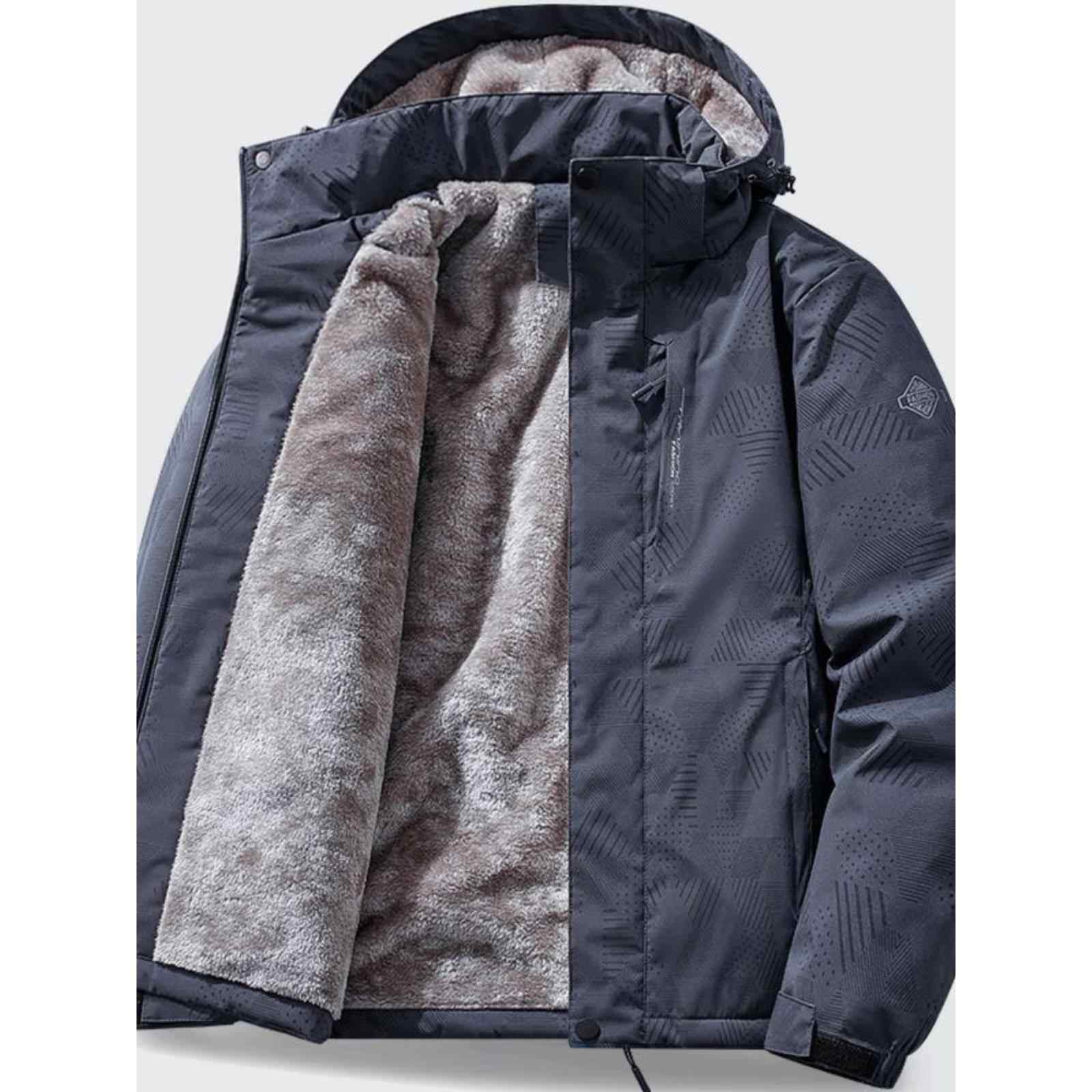 加绒棉衣男士冬季加厚保暖中年棉服爸爸户外防风宽松工装连帽外套