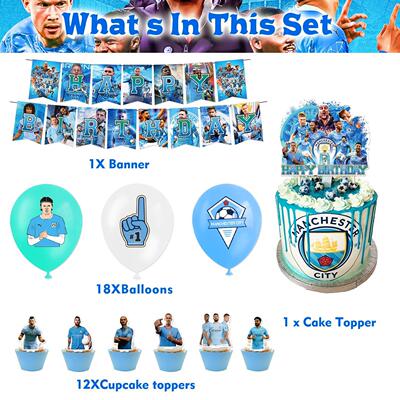 Football Club birthday party decorations Manchester theme Ba