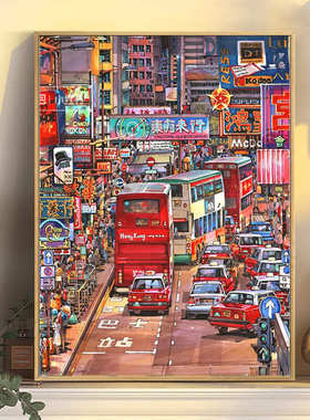 【城市街景】八代背板 DIY数字油画填色手绘画手工减压装饰画礼
