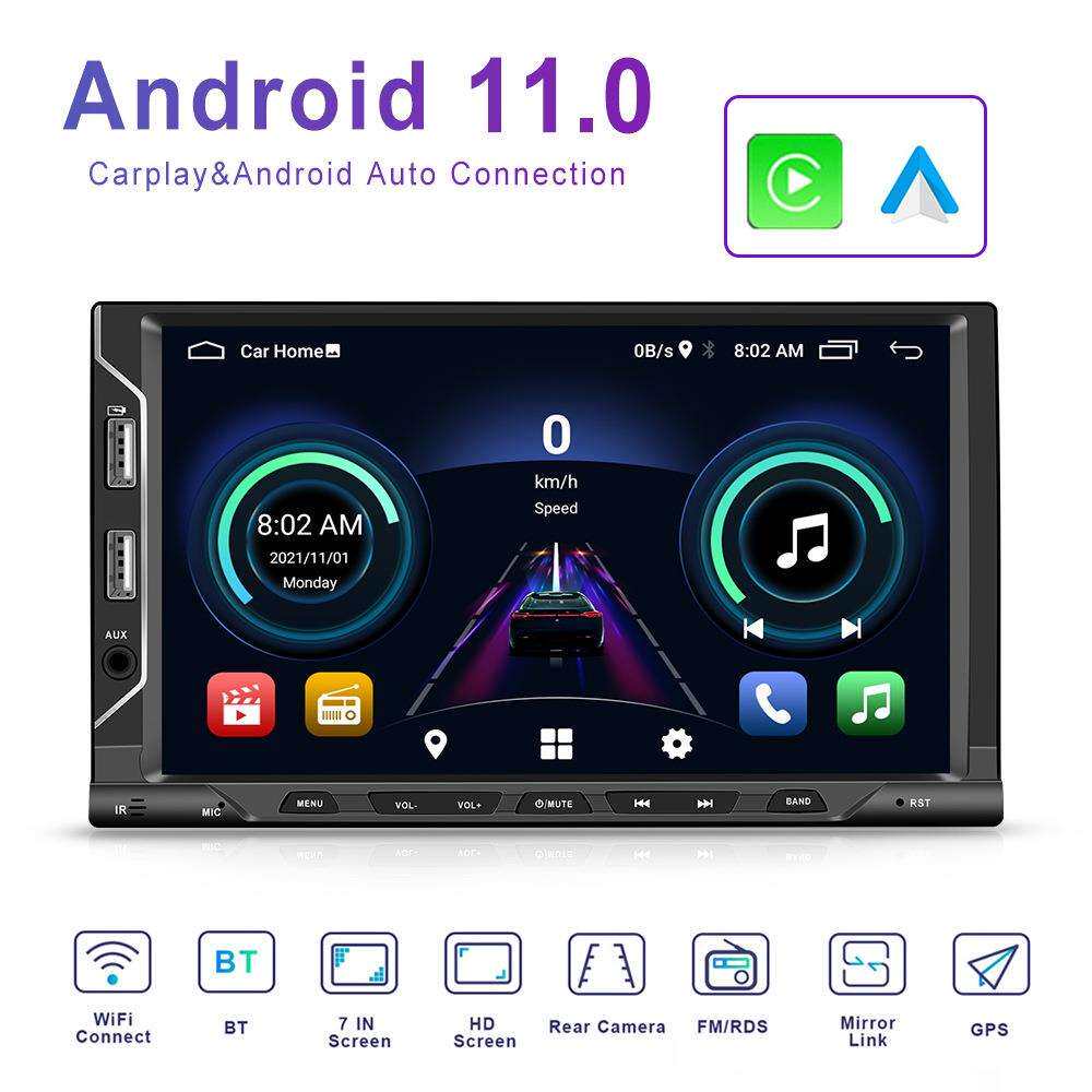 7寸安卓11双腚按键中控车载有/无线Carplay导航仪汽车中控一体机