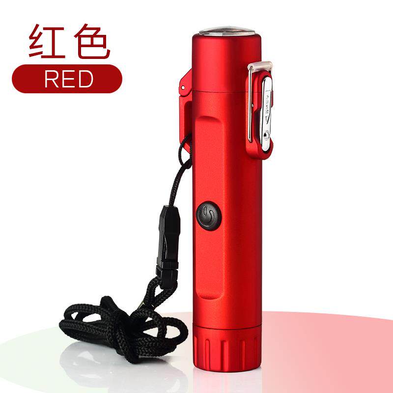 新款彩双电弧USB电防风打火机充男 防水电子带点烟器电迷筒个性创