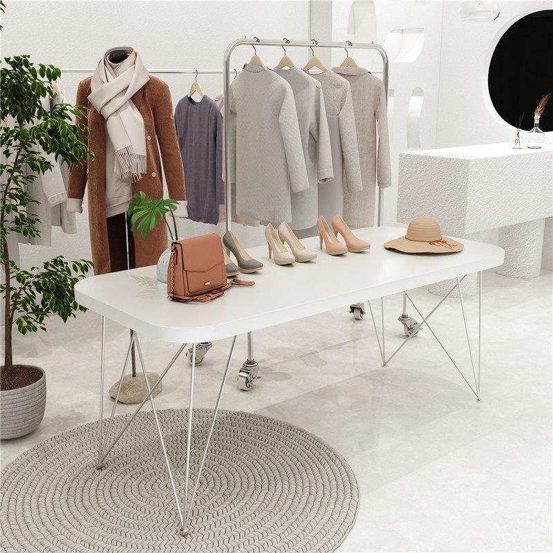 服装店展示桌落地岛桌流桌鞋袋收纳桌简单实木展示桌书桌