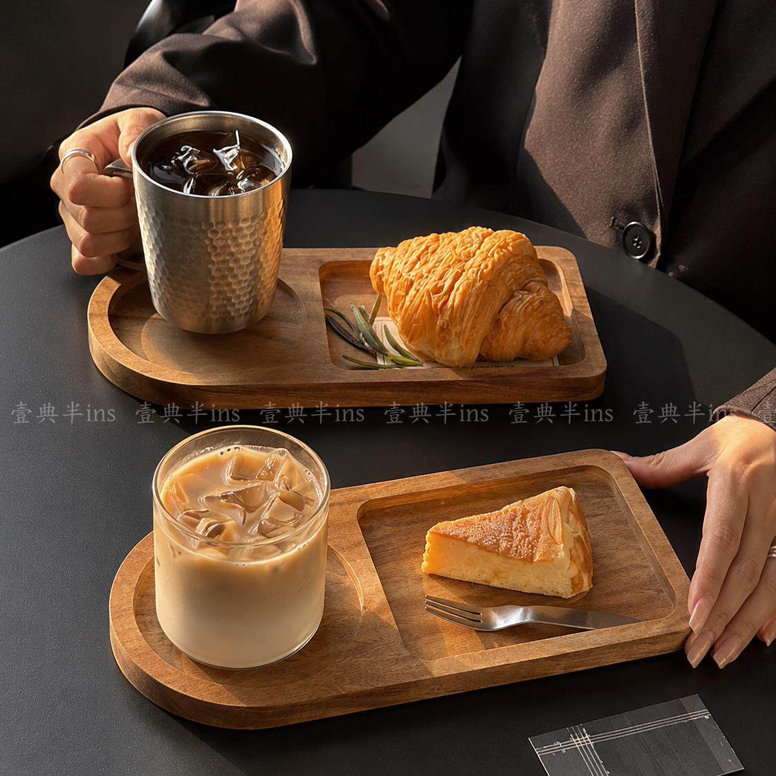 日式实木餐盘家用木质托盘茶水杯杯垫甜品咖啡托盘早餐盘收纳盘子