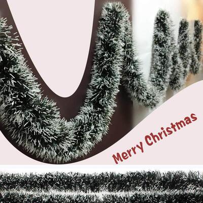 Green Garland with White Tips, Flocked Christmas Tree Decor