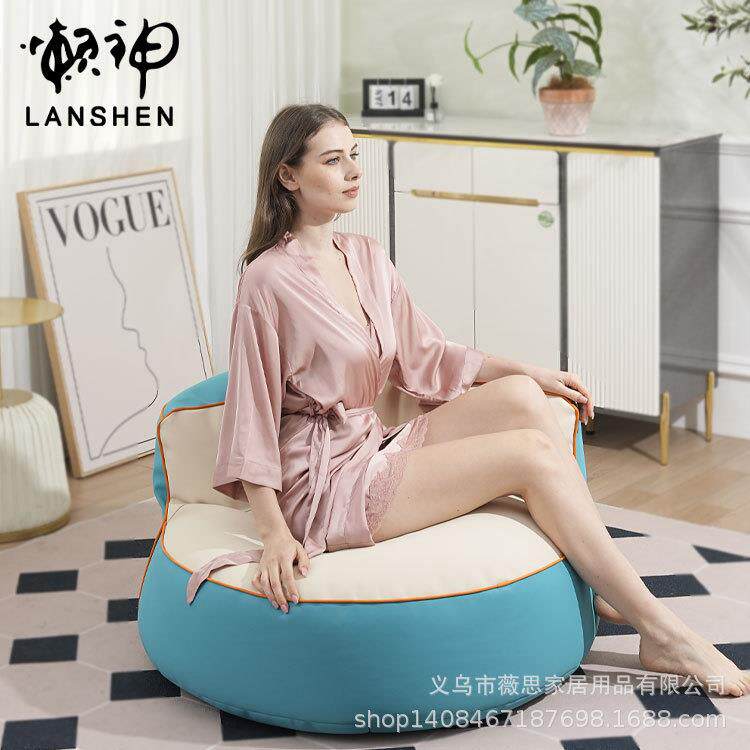 薇思新品法式复古轻奢月半弯撞色懒人沙发防水耐磨免洗单人沙发