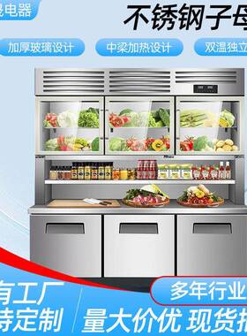 子母柜商用冷藏冷冻双温展示柜厨房多功能操作台不锈钢柜节能静音