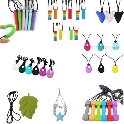 Sensory Chew Necklace,Pack Silicone Chew Pendant Training an