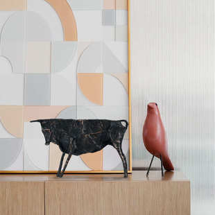 别墅北欧复古摆件招财装饰品新书柜中式工艺铁牛办公室样板房玄关